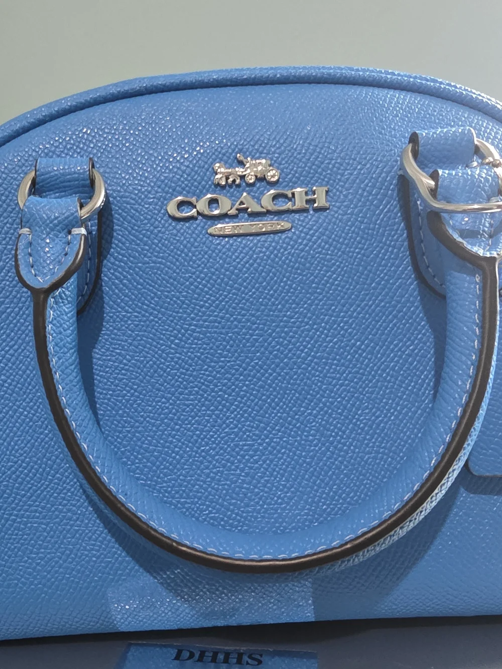Coach Bright Blue Mini Satchel with Silver Hardware - Picture 1 of 5